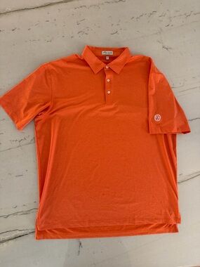 PETER MILLAR SUMMER COMFORT ORANGE EMBROIDERED GOLF POLO SZ XL